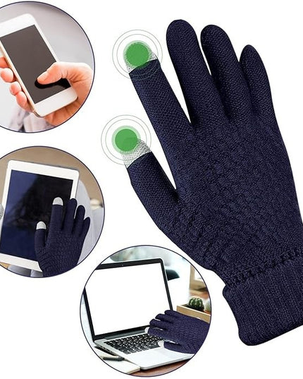 Manusi de Dama, Functie Touchscreen (ecran tactil), Material Acril Tricotat, Manseta Elastica, Interior Catifelat, Marime Universala