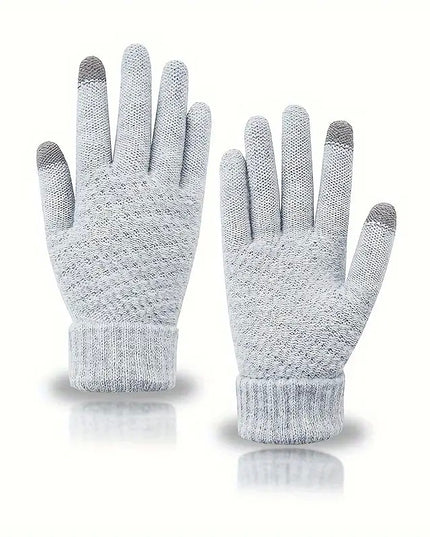 Manusi de Dama, Functie Touchscreen (ecran tactil), Material Acril Tricotat, Manseta Elastica, Interior Catifelat, Marime Universala