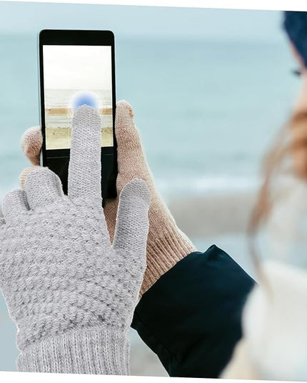 Manusi de Dama, Functie Touchscreen (ecran tactil), Material Acril Tricotat, Manseta Elastica, Interior Catifelat, Marime Universala