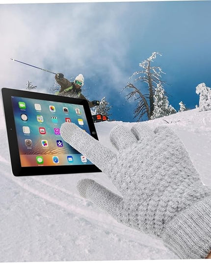 Manusi de Dama, Functie Touchscreen (ecran tactil), Material Acril Tricotat, Manseta Elastica, Interior Catifelat, Marime Universala