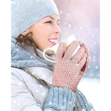 Manusi de Dama, Functie Touchscreen (ecran tactil), Material Acril Tricotat, Manseta Elastica, Interior Catifelat, Marime Universala