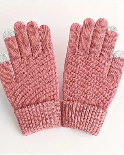 Manusi de Dama, Functie Touchscreen (ecran tactil), Material Acril Tricotat, Manseta Elastica, Interior Catifelat, Marime Universala