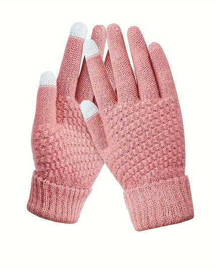 Manusi de Dama, Functie Touchscreen (ecran tactil), Material Acril Tricotat, Manseta Elastica, Interior Catifelat, Marime Universala