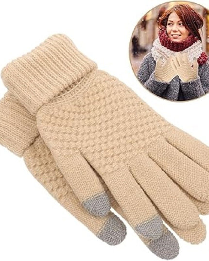 Manusi de Dama, Functie Touchscreen (ecran tactil), Material Acril Tricotat, Manseta Elastica, Interior Catifelat, Marime Universala