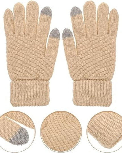 Manusi de Dama, Functie Touchscreen (ecran tactil), Material Acril Tricotat, Manseta Elastica, Interior Catifelat, Marime Universala