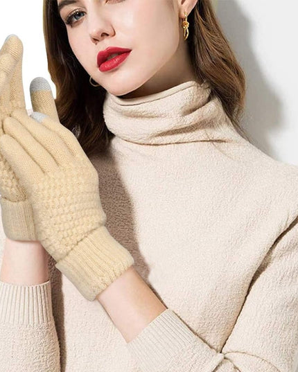 Manusi de Dama, Functie Touchscreen (ecran tactil), Material Acril Tricotat, Manseta Elastica, Interior Catifelat, Marime Universala