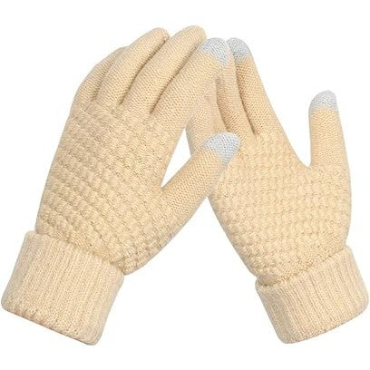 Manusi de Dama, Functie Touchscreen (ecran tactil), Material Acril Tricotat, Manseta Elastica, Interior Catifelat, Marime Universala