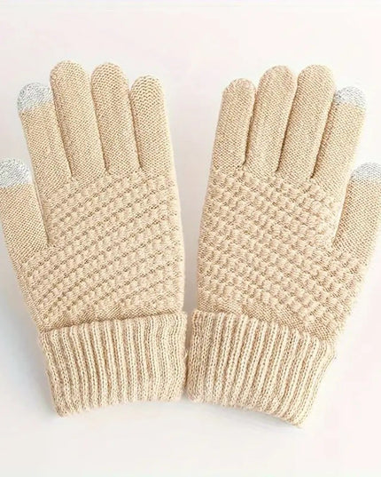 Manusi de Dama, Functie Touchscreen (ecran tactil), Material Acril Tricotat, Manseta Elastica, Interior Catifelat, Marime Universala