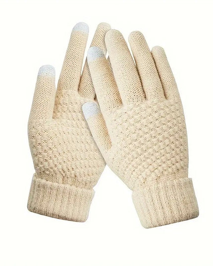 Manusi de Dama, Functie Touchscreen (ecran tactil), Material Acril Tricotat, Manseta Elastica, Interior Catifelat, Marime Universala