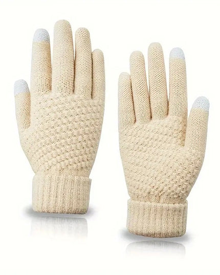 Manusi de Dama, Functie Touchscreen (ecran tactil), Material Acril Tricotat, Manseta Elastica, Interior Catifelat, Marime Universala