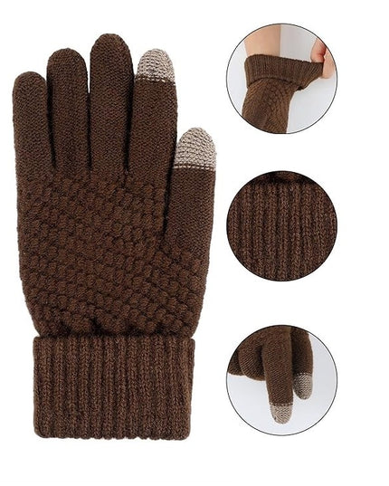 Manusi de Dama, Functie Touchscreen (ecran tactil), Material Acril Tricotat, Manseta Elastica, Interior Catifelat, Marime Universala