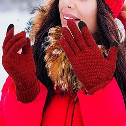 Manusi de Dama, Functie Touchscreen (ecran tactil), Material Acril Tricotat, Manseta Elastica, Interior Catifelat, Marime Universala