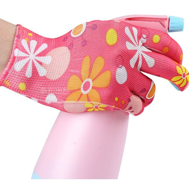 Manusi de Gradinarit, din Nailon, Marime Universala , Model Inflorat, Antiderapante