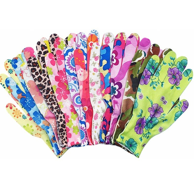 Manusi de Gradinarit, din Nailon, Marime Universala , Model Inflorat, Antiderapante