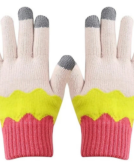 Manusi de Dama, Model Ondulat, Functie Touchscreen (ecran tactil), Material Acril Tricotat, Manseta Elastica, Interior Catifelat, Marime Universala