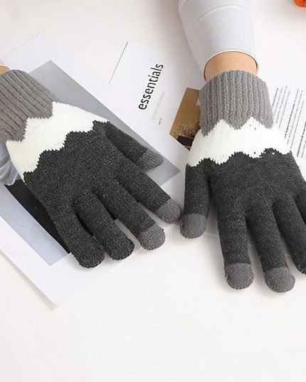 Manusi de Dama, Model Ondulat, Functie Touchscreen (ecran tactil), Material Acril Tricotat, Manseta Elastica, Interior Catifelat, Marime Universala