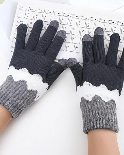 Manusi de Dama, Model Ondulat, Functie Touchscreen (ecran tactil), Material Acril Tricotat, Manseta Elastica, Interior Catifelat, Marime Universala