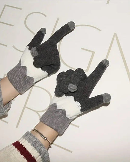 Manusi de Dama, Model Ondulat, Functie Touchscreen (ecran tactil), Material Acril Tricotat, Manseta Elastica, Interior Catifelat, Marime Universala