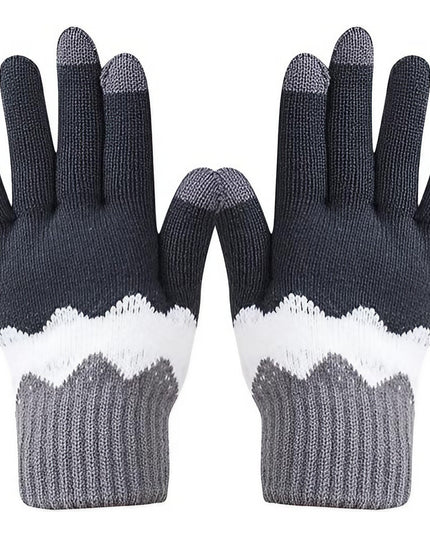 Manusi de Dama, Model Ondulat, Functie Touchscreen (ecran tactil), Material Acril Tricotat, Manseta Elastica, Interior Catifelat, Marime Universala