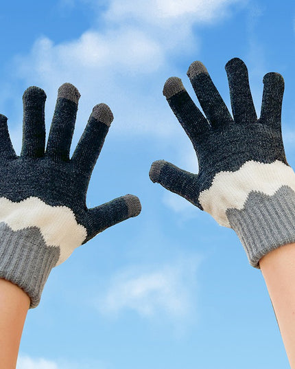 Manusi de Dama, Model Ondulat, Functie Touchscreen (ecran tactil), Material Acril Tricotat, Manseta Elastica, Interior Catifelat, Marime Universala