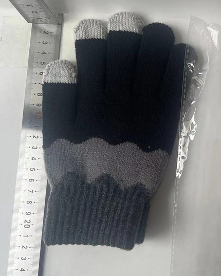 Manusi de Dama, Model Ondulat, Functie Touchscreen (ecran tactil), Material Acril Tricotat, Manseta Elastica, Interior Catifelat, Marime Universala