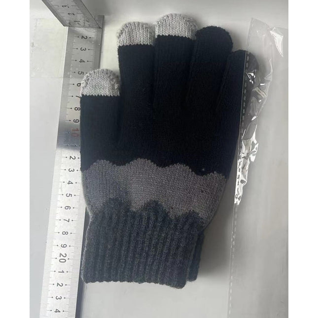 Manusi de Dama, Model Ondulat, Functie Touchscreen (ecran tactil), Material Acril Tricotat, Manseta Elastica, Interior Catifelat, Marime Universala