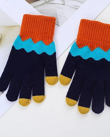 Manusi de Dama, Model Ondulat, Functie Touchscreen (ecran tactil), Material Acril Tricotat, Manseta Elastica, Interior Catifelat, Marime Universala