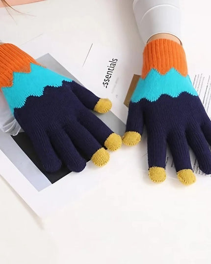 Manusi de Dama, Model Ondulat, Functie Touchscreen (ecran tactil), Material Acril Tricotat, Manseta Elastica, Interior Catifelat, Marime Universala