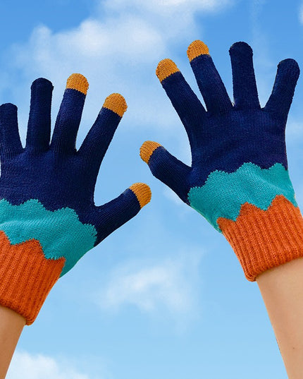 Manusi de Dama, Model Ondulat, Functie Touchscreen (ecran tactil), Material Acril Tricotat, Manseta Elastica, Interior Catifelat, Marime Universala