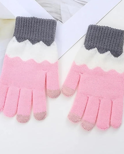 Manusi de Dama, Model Ondulat, Functie Touchscreen (ecran tactil), Material Acril Tricotat, Manseta Elastica, Interior Catifelat, Marime Universala