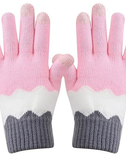 Manusi de Dama, Model Ondulat, Functie Touchscreen (ecran tactil), Material Acril Tricotat, Manseta Elastica, Interior Catifelat, Marime Universala