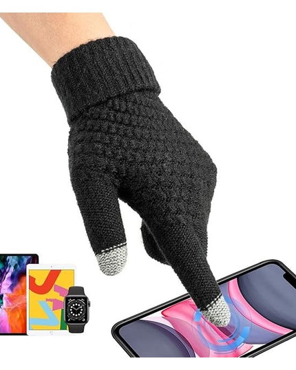 Manusi de Dama, Functie Touchscreen (ecran tactil), Material Acril Tricotat, Manseta Elastica, Interior Catifelat, Marime Universala