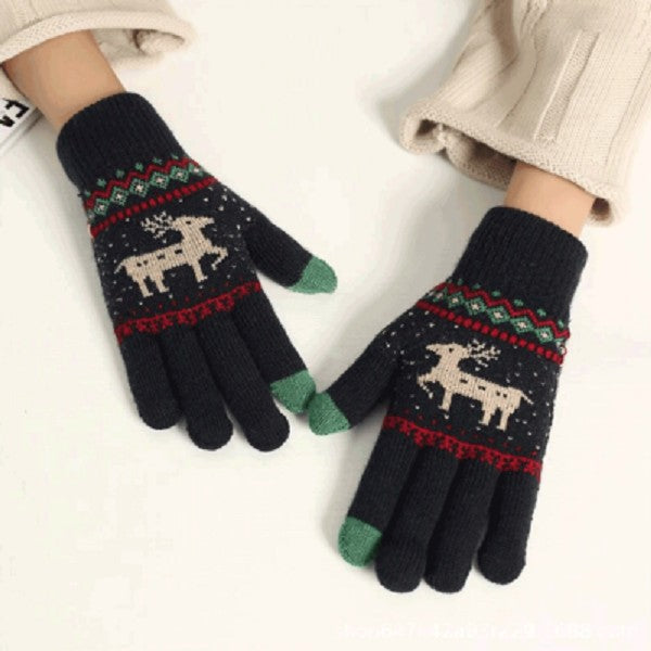 Manusi de Dama, Model Ren, Functie Touchscreen (ecran tactil), Material Acril Tricotat, Manseta Elastica, Interior Catifelat, Marime Universala