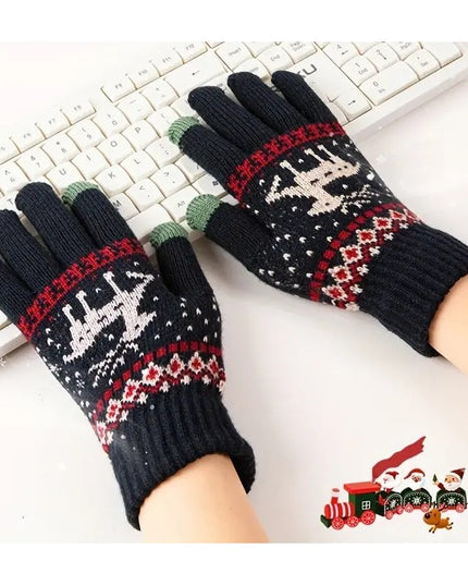 Manusi de Dama, Model Ren, Functie Touchscreen (ecran tactil), Material Acril Tricotat, Manseta Elastica, Interior Catifelat, Marime Universala