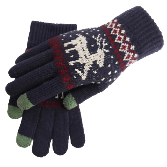 Manusi de Dama, Model Ren, Functie Touchscreen (ecran tactil), Material Acril Tricotat, Manseta Elastica, Interior Catifelat, Marime Universala