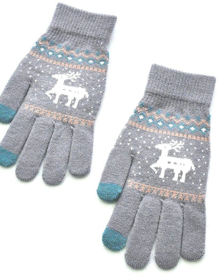 Manusi de Dama, Model Ren, Functie Touchscreen (ecran tactil), Material Acril Tricotat, Manseta Elastica, Interior Catifelat, Marime Universala