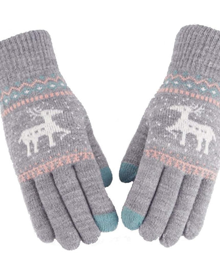 Manusi de Dama, Model Ren, Functie Touchscreen (ecran tactil), Material Acril Tricotat, Manseta Elastica, Interior Catifelat, Marime Universala