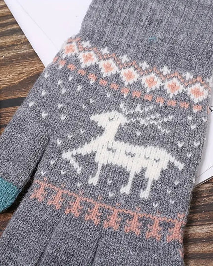 Manusi de Dama, Model Ren, Functie Touchscreen (ecran tactil), Material Acril Tricotat, Manseta Elastica, Interior Catifelat, Marime Universala