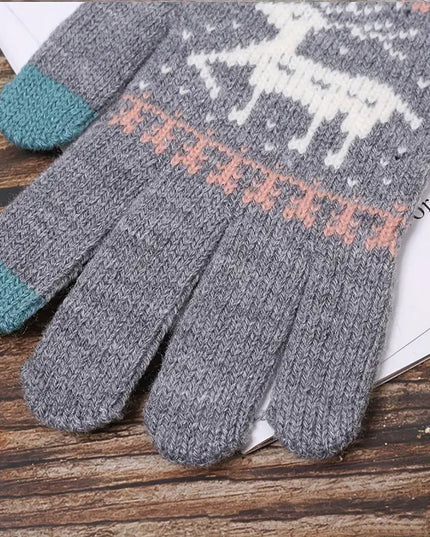 Manusi de Dama, Model Ren, Functie Touchscreen (ecran tactil), Material Acril Tricotat, Manseta Elastica, Interior Catifelat, Marime Universala