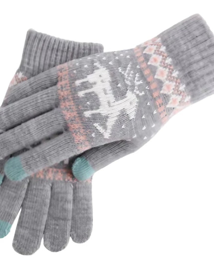Manusi de Dama, Model Ren, Functie Touchscreen (ecran tactil), Material Acril Tricotat, Manseta Elastica, Interior Catifelat, Marime Universala