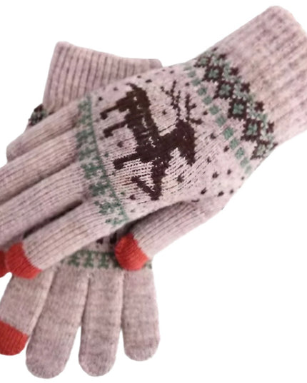 Manusi de Dama, Model Ren, Functie Touchscreen (ecran tactil), Material Acril Tricotat, Manseta Elastica, Interior Catifelat, Marime Universala