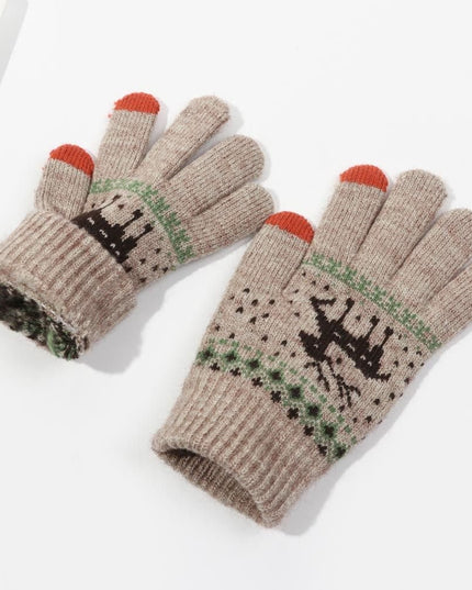 Manusi de Dama, Model Ren, Functie Touchscreen (ecran tactil), Material Acril Tricotat, Manseta Elastica, Interior Catifelat, Marime Universala