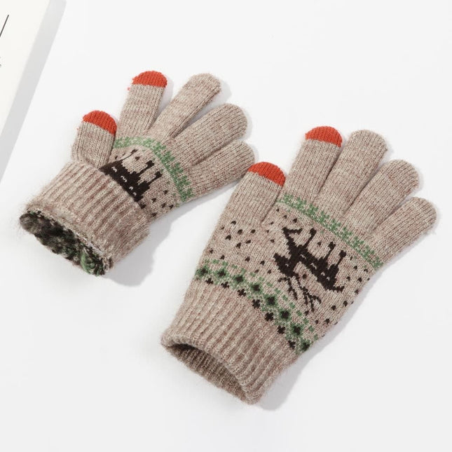 Manusi de Dama, Model Ren, Functie Touchscreen (ecran tactil), Material Acril Tricotat, Manseta Elastica, Interior Catifelat, Marime Universala