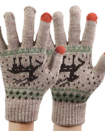 Manusi de Dama, Model Ren, Functie Touchscreen (ecran tactil), Material Acril Tricotat, Manseta Elastica, Interior Catifelat, Marime Universala