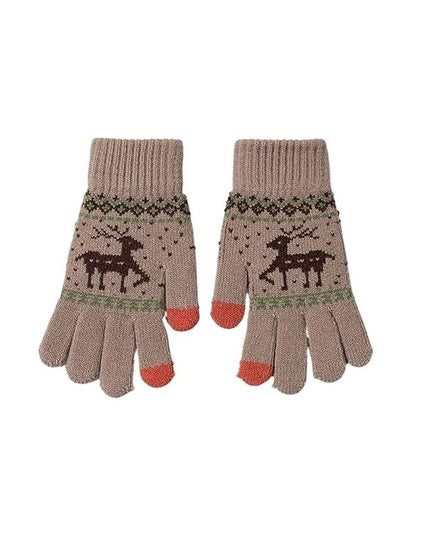 Manusi de Dama, Model Ren, Functie Touchscreen (ecran tactil), Material Acril Tricotat, Manseta Elastica, Interior Catifelat, Marime Universala