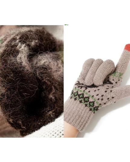 Manusi de Dama, Model Ren, Functie Touchscreen (ecran tactil), Material Acril Tricotat, Manseta Elastica, Interior Catifelat, Marime Universala