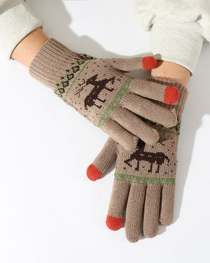 Manusi de Dama, Model Ren, Functie Touchscreen (ecran tactil), Material Acril Tricotat, Manseta Elastica, Interior Catifelat, Marime Universala