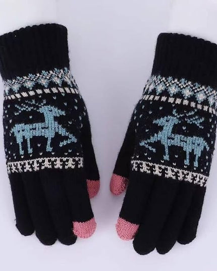 Manusi de Dama, Model Ren, Functie Touchscreen (ecran tactil), Material Acril Tricotat, Manseta Elastica, Interior Catifelat, Marime Universala