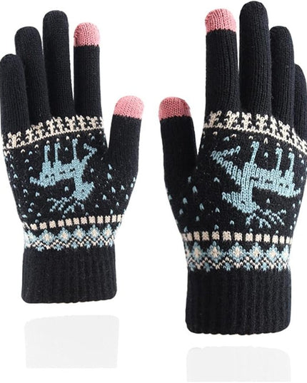 Manusi de Dama, Model Ren, Functie Touchscreen (ecran tactil), Material Acril Tricotat, Manseta Elastica, Interior Catifelat, Marime Universala