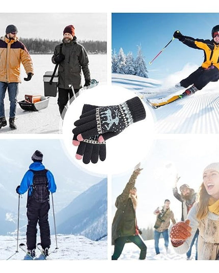 Manusi de Dama, Model Ren, Functie Touchscreen (ecran tactil), Material Acril Tricotat, Manseta Elastica, Interior Catifelat, Marime Universala